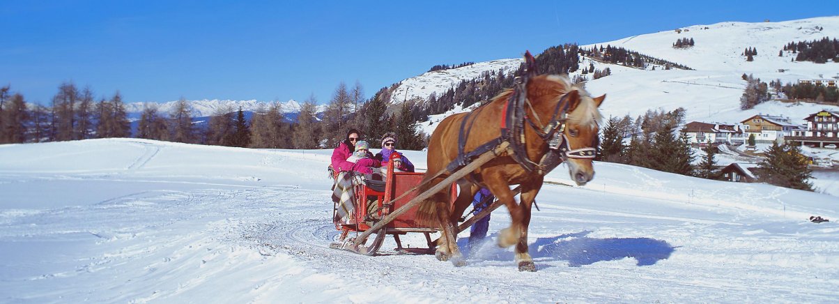 Met de paardenkoets door de sneeuw in Zuid Tirol
Dolomieten